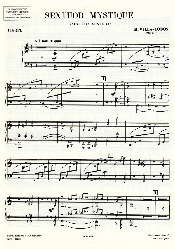 Villa-Lobos, Heitor - Sextuor Mystique - Sexteto mistico (1917) für Flöte,  Oboe, Altsaxophon - Notenfachgeschäft Stephan Zerluth
